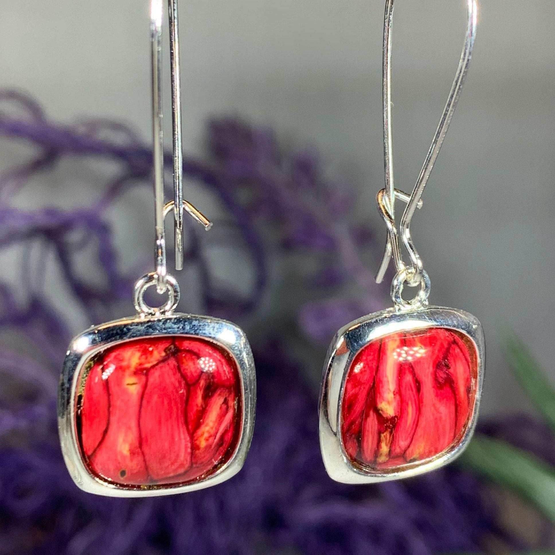 Heathergems Celtic Square Earrings - Red