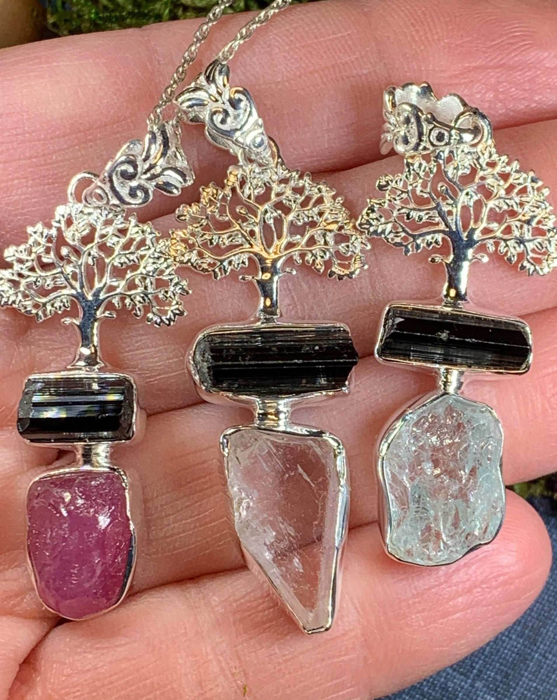 Tree of Life Gemstone Necklace - 18 / Garnet