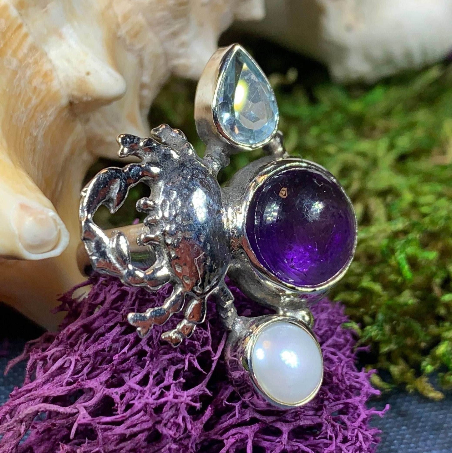 Purple Crab Ring - 9 / Amethyst/topaz