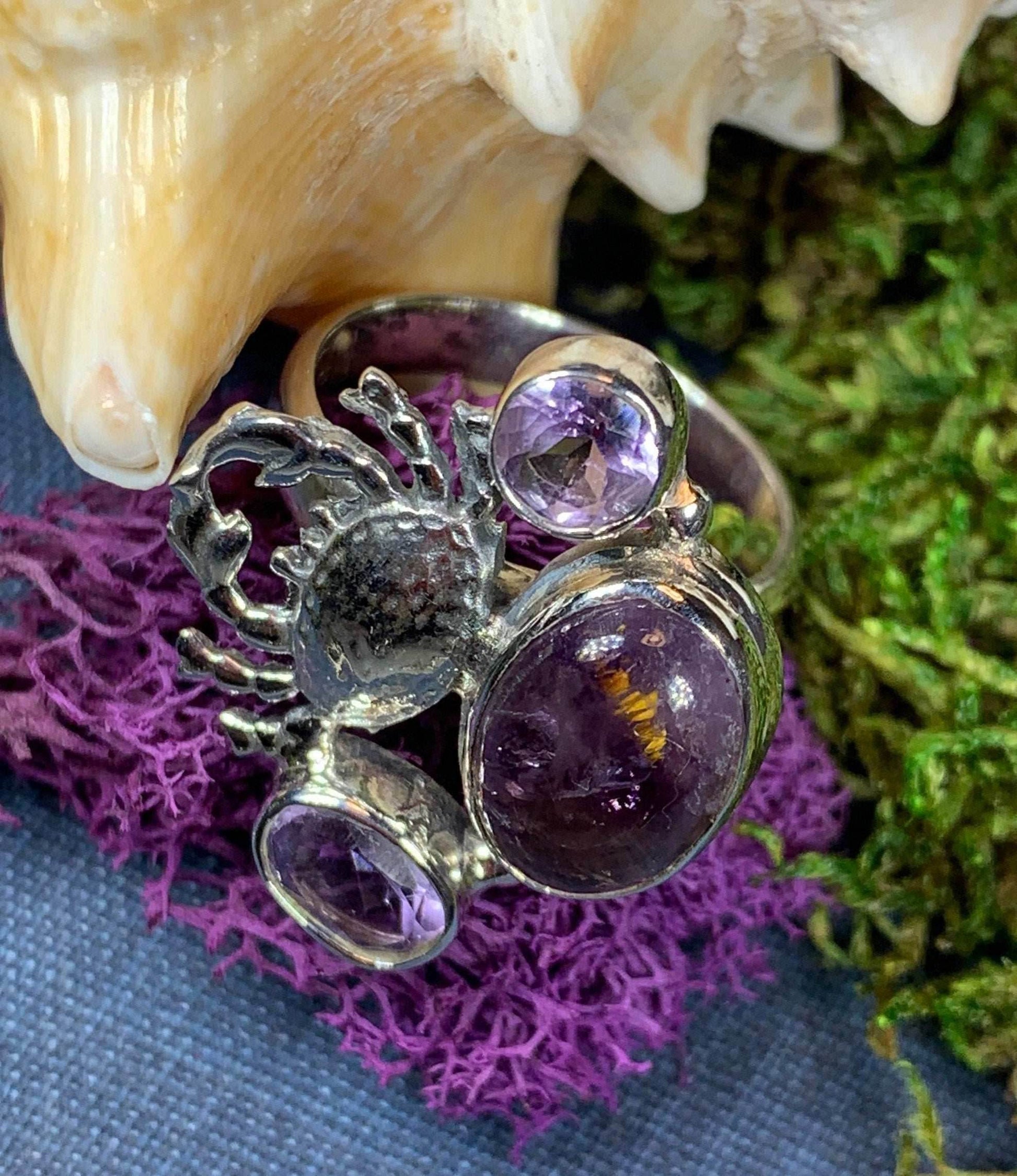 Purple Crab Ring - 8 / Amethyst/topaz