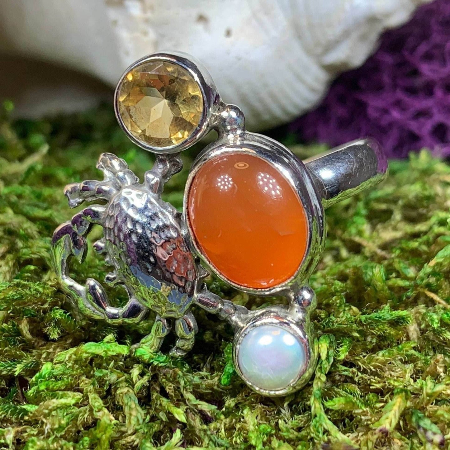 Carine Crab Ring - 8 / Orange