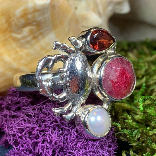 Carine Crab Ring - 8 / Red