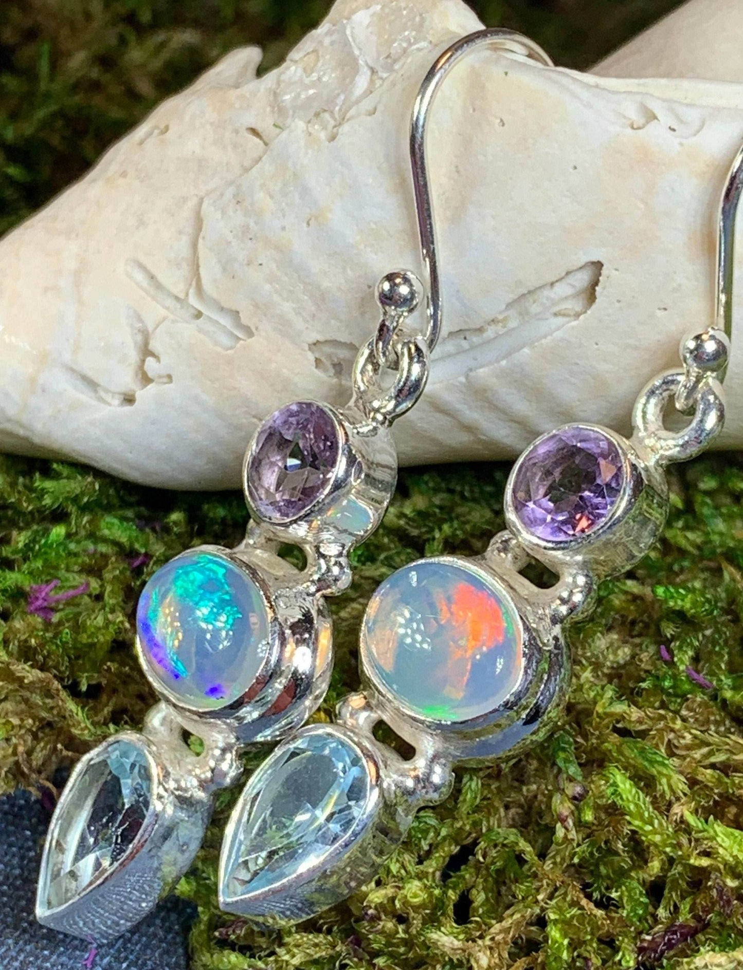 Celtic Twilight Opal Earrings - Bottom Opal