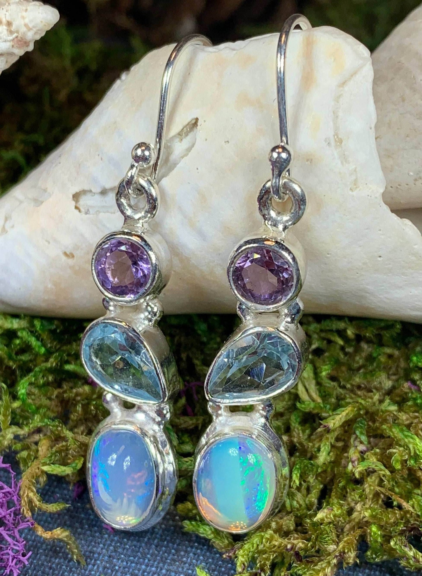 Celtic Twilight Opal Earrings - Bottom Opal