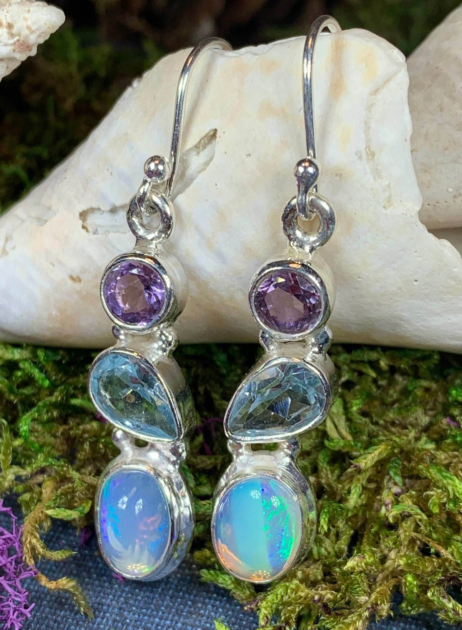 Celtic Twilight Opal Earrings - Bottom Opal