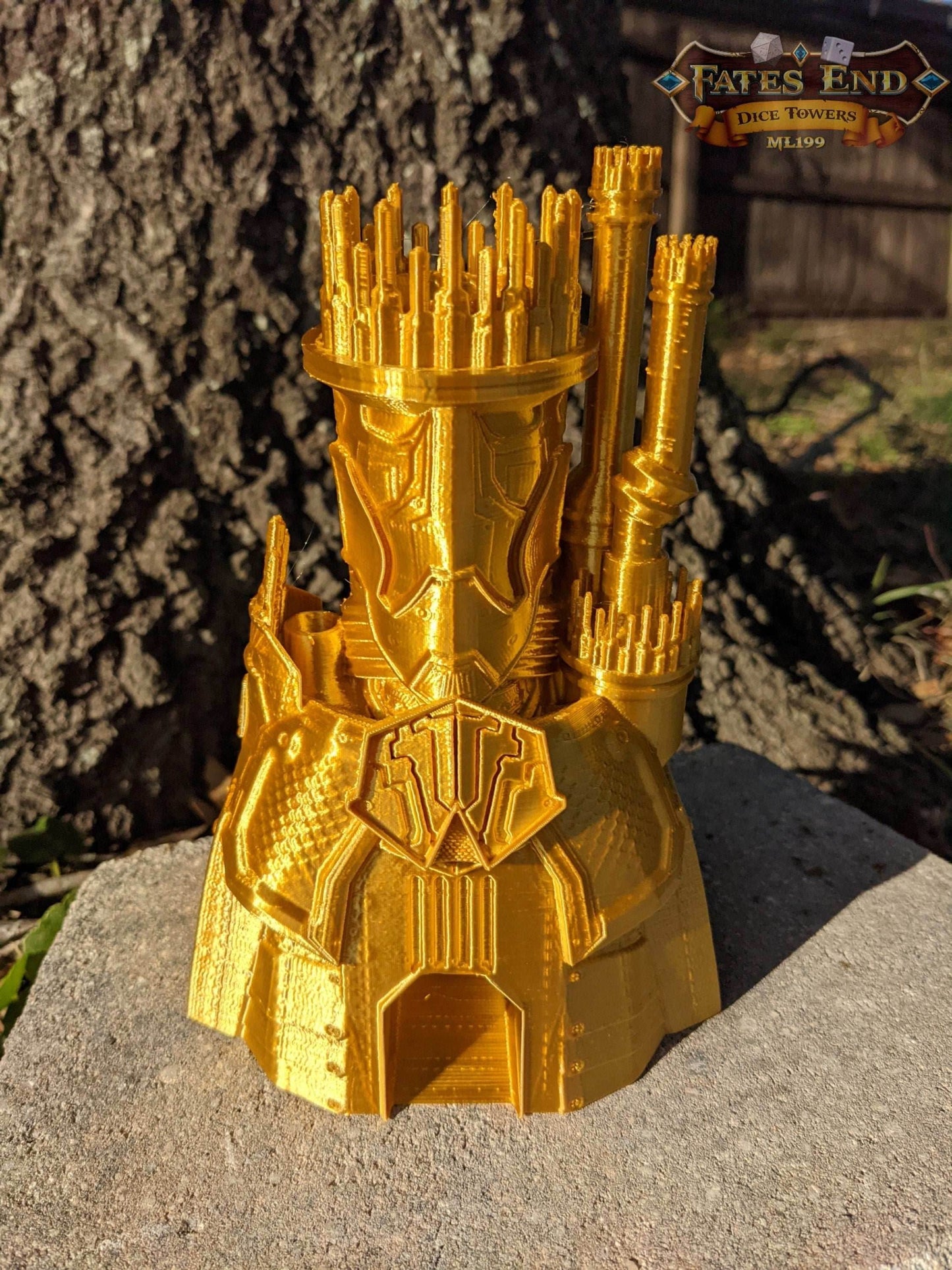 Warforged Steampunk 3D Printed Dice Tower - Fate's End Collection - Forge Rolls in the Crucible of Mechanized Might and Living Steel. - Black / Yes- Include Random Dice Set