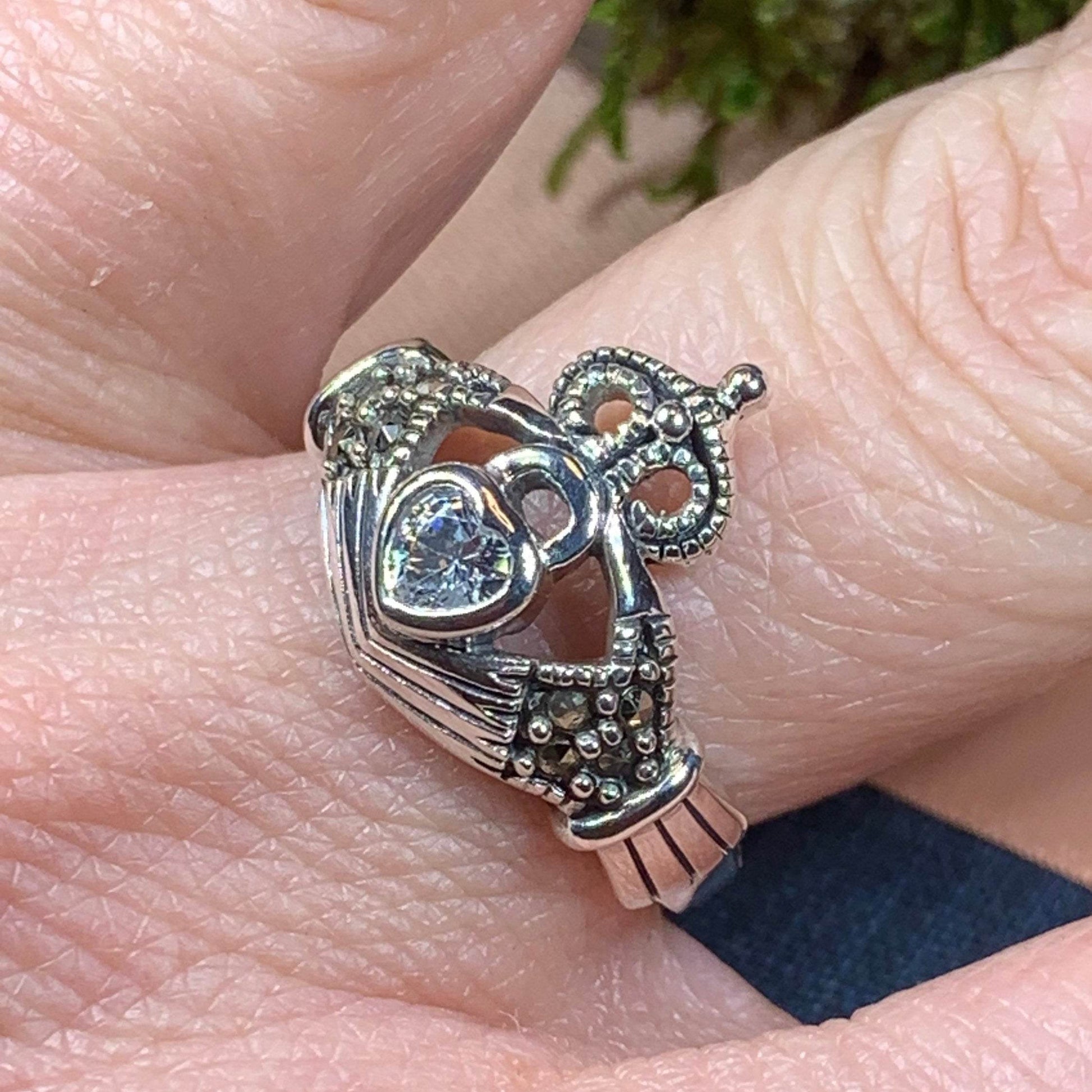Devotion Marcasite Claddagh Ring - 5