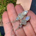 Triple Moon Moonstone Earrings - 