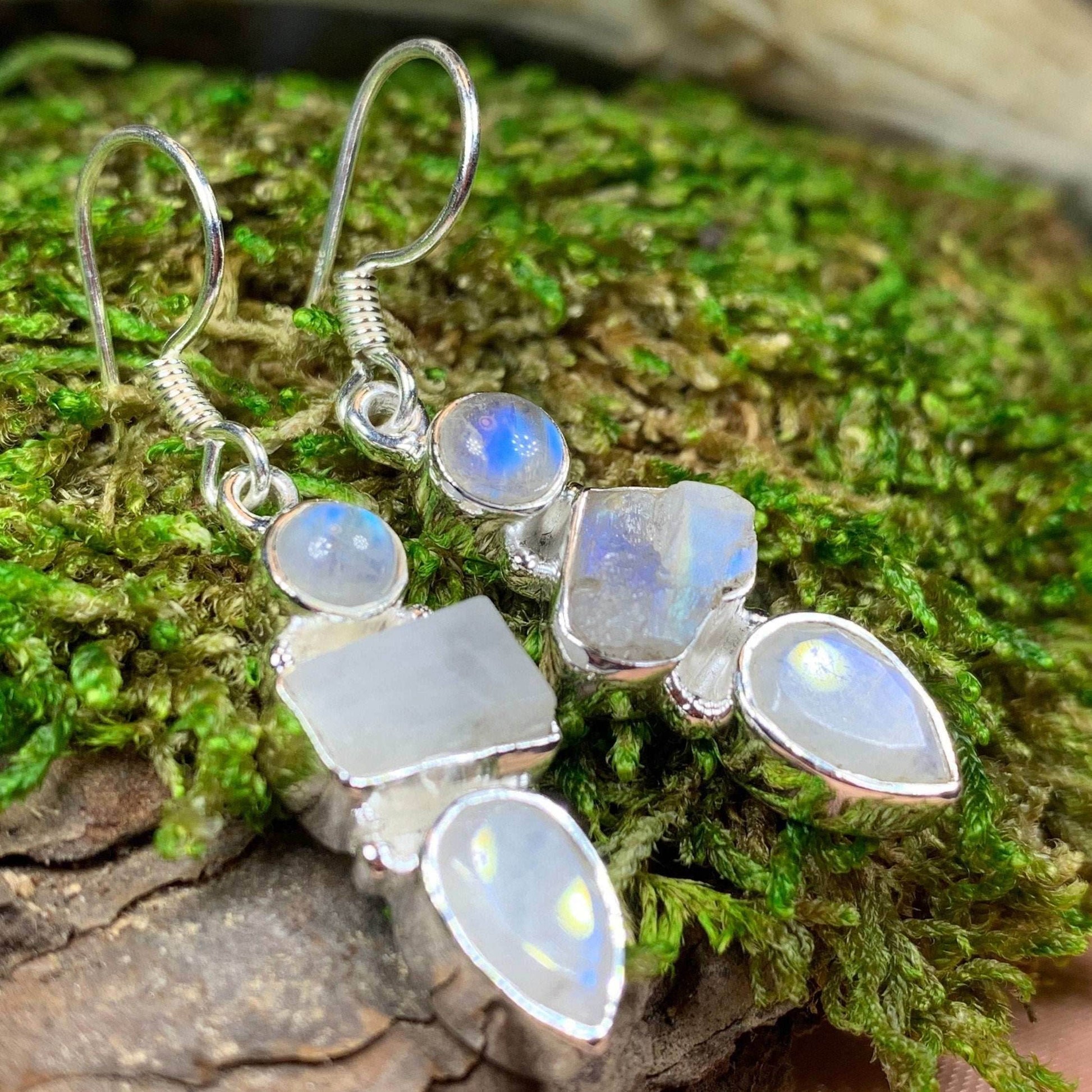 Triple Moon Moonstone Earrings - 