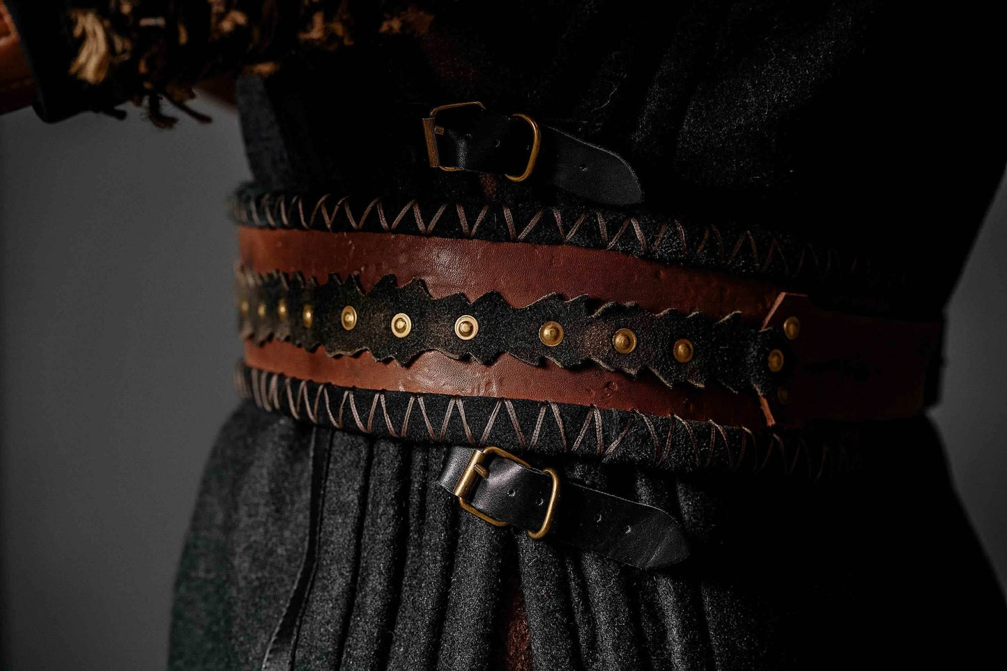 Ubbe leather wide belt - brown (like on foto)