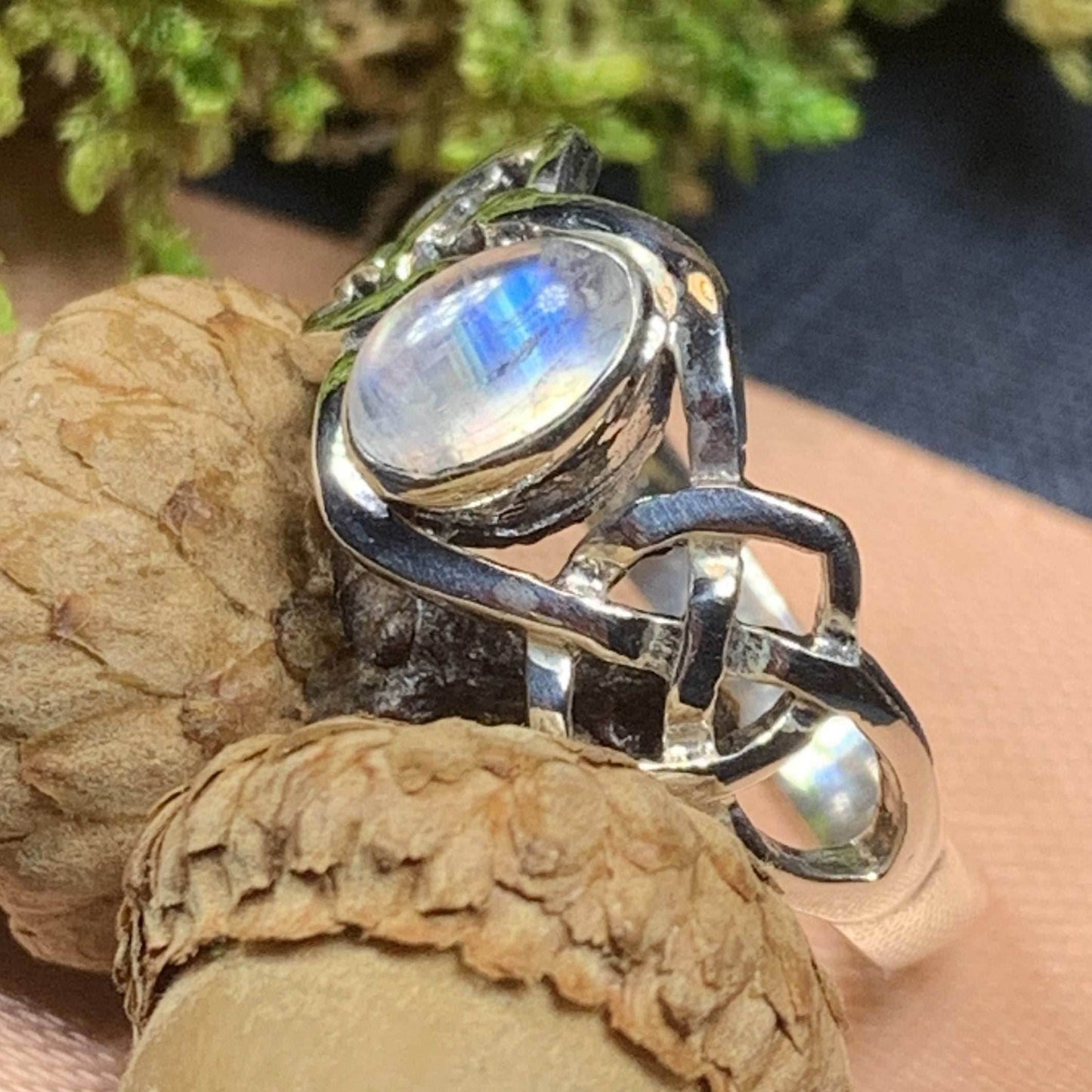 Celeste Celtic Knot Moonstone Ring - 10