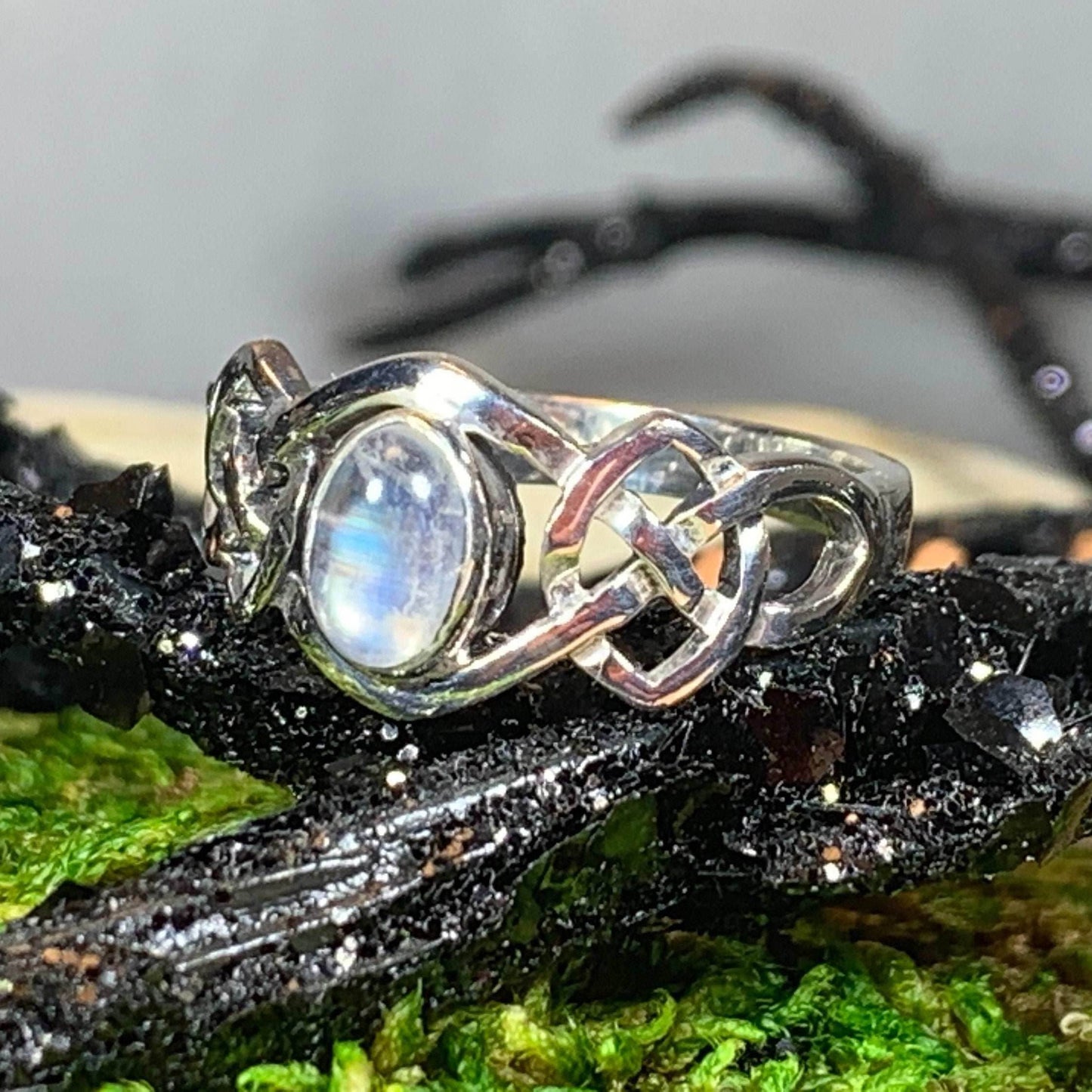 Celeste Celtic Knot Moonstone Ring - 10