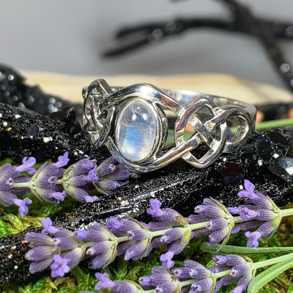 Celeste Celtic Knot Moonstone Ring
