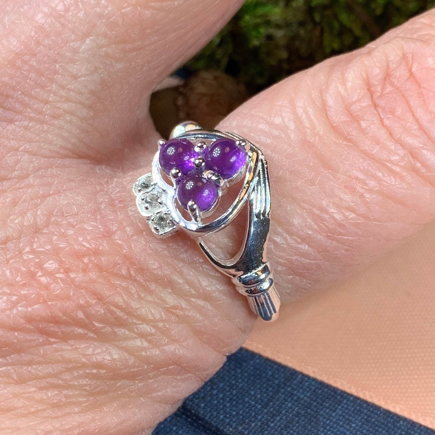 Eternity Amethyst Claddagh Ring - 6