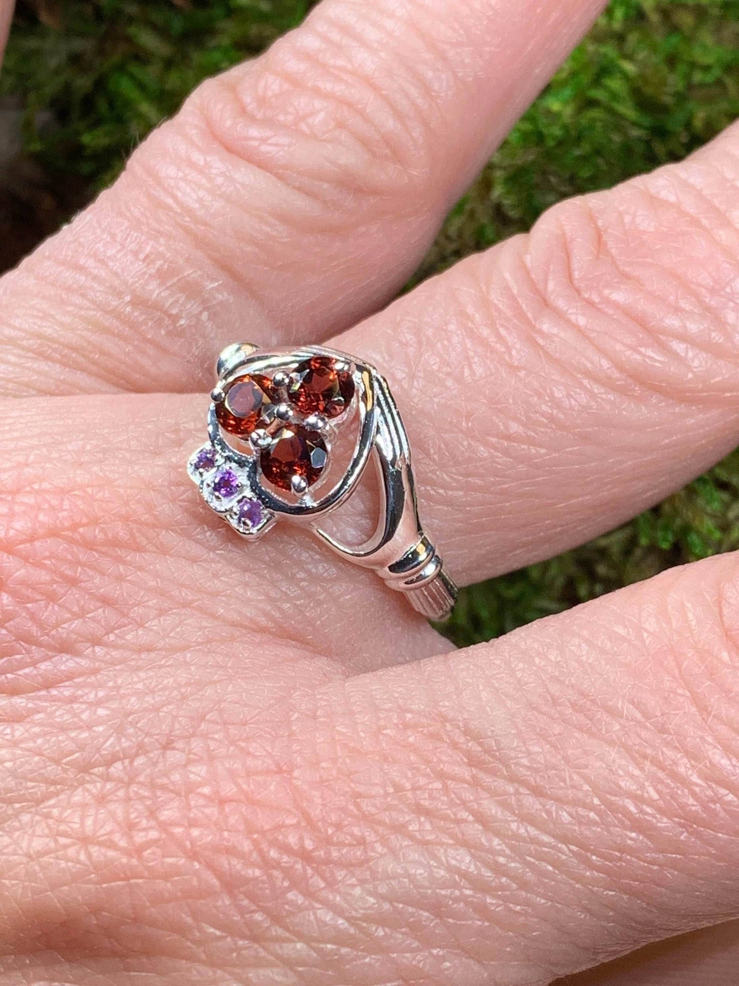 True Love Garnet Claddagh Ring - 5