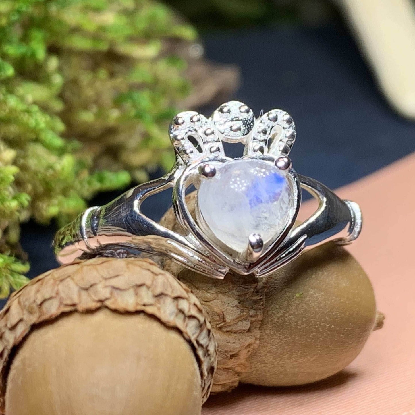 Cherish Moonstone Claddagh Ring - 4