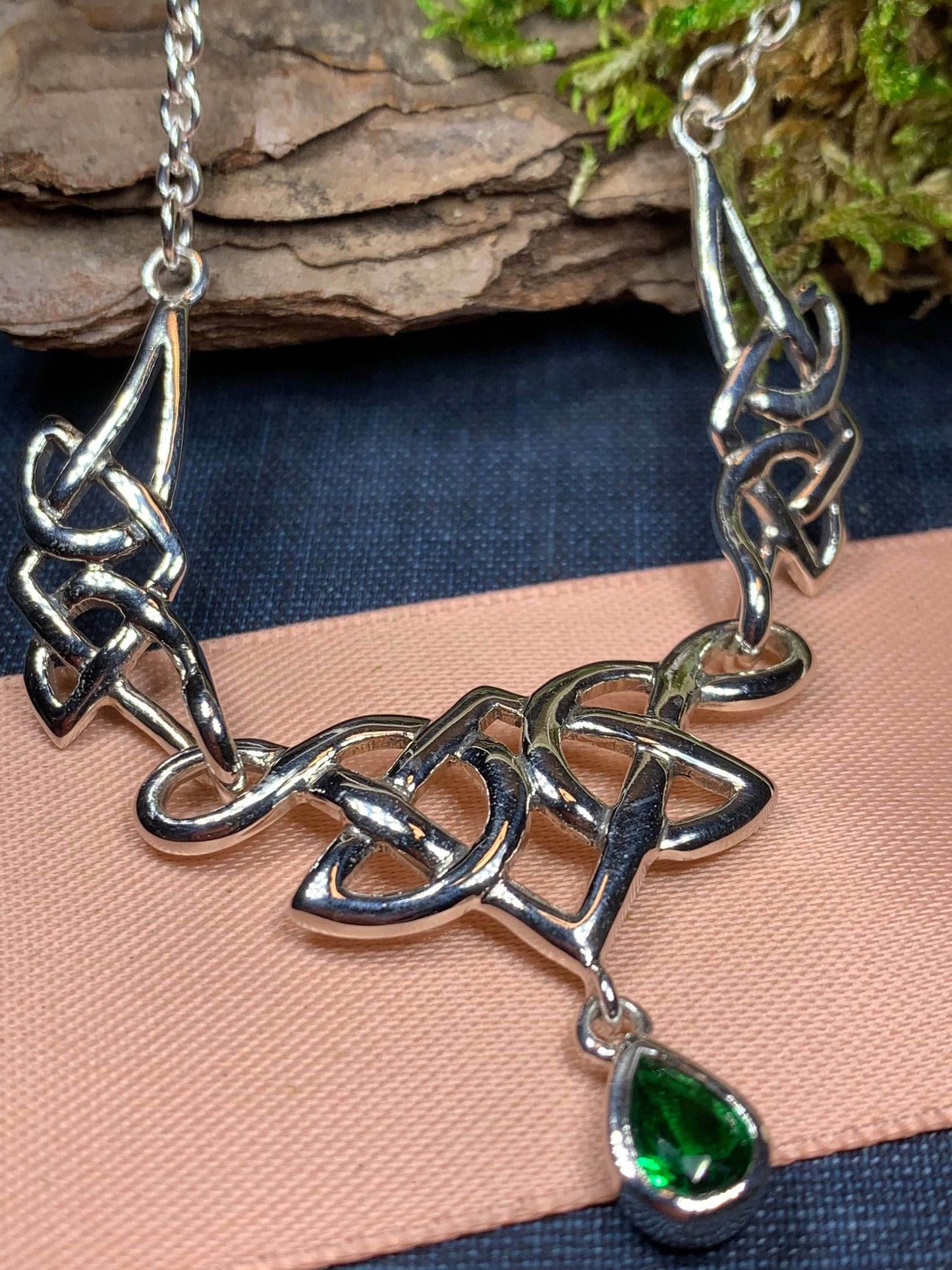 Lorena Celtic Knot Necklace - Emerald Crystal