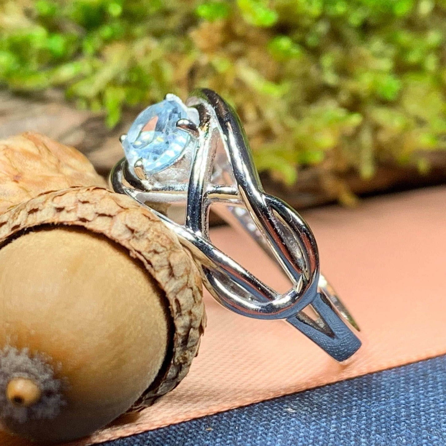 Blue Topaz Celtic Knot Ring - 6 / Blue Topaz