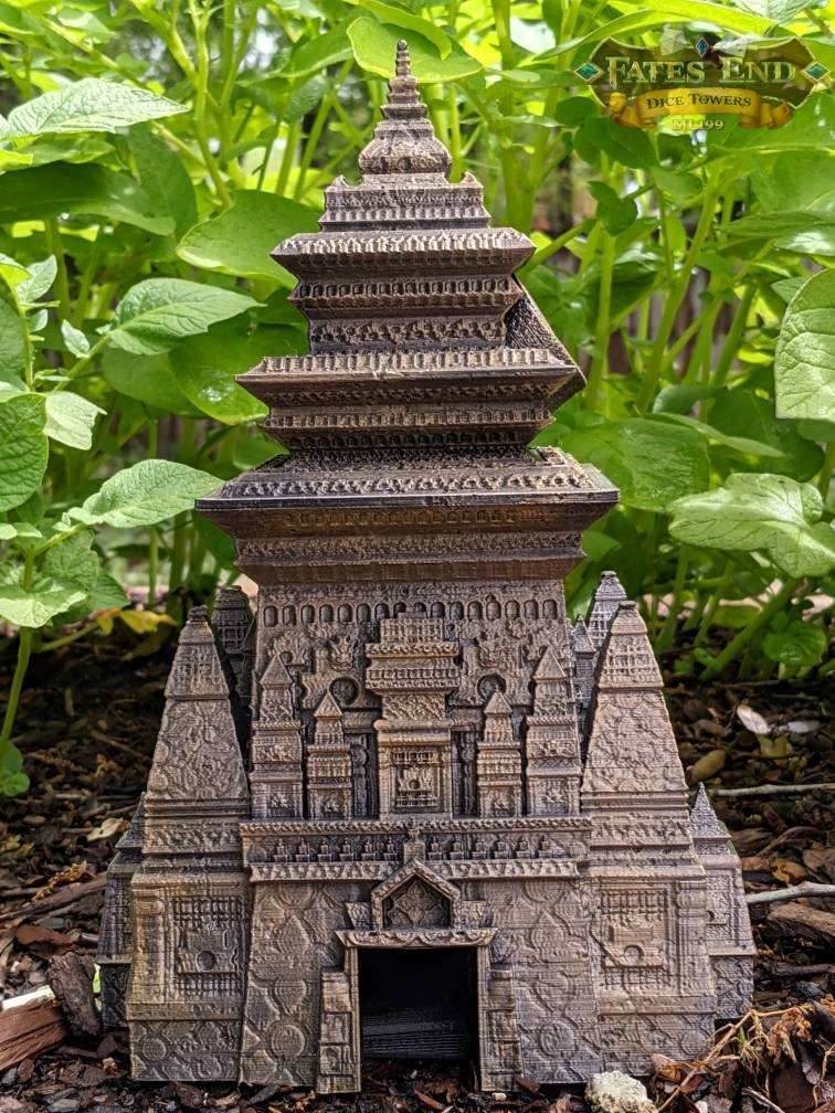 Monk 3D Printed Dice Tower- Fate's End Collection- Channel Tranquil Strength and Unwavering Focus! - Black / Yes- Include Random Dice Set