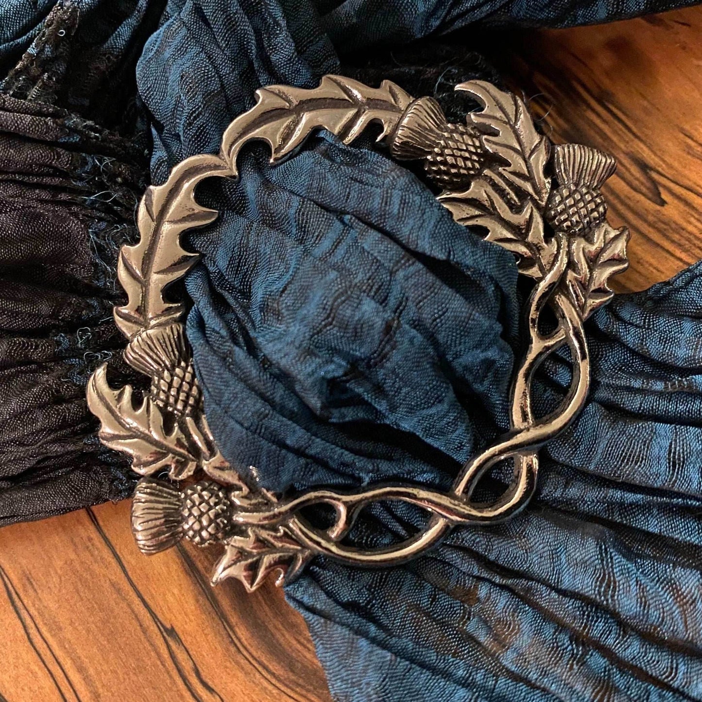 Scottish Thistle Pewter Scarf Ring - 