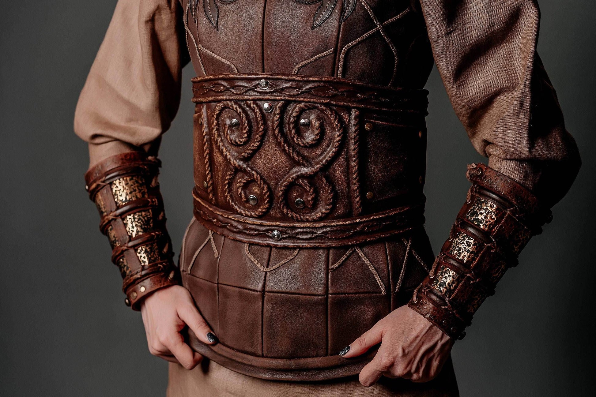 Porunn wide corset belt (Vikings) - S