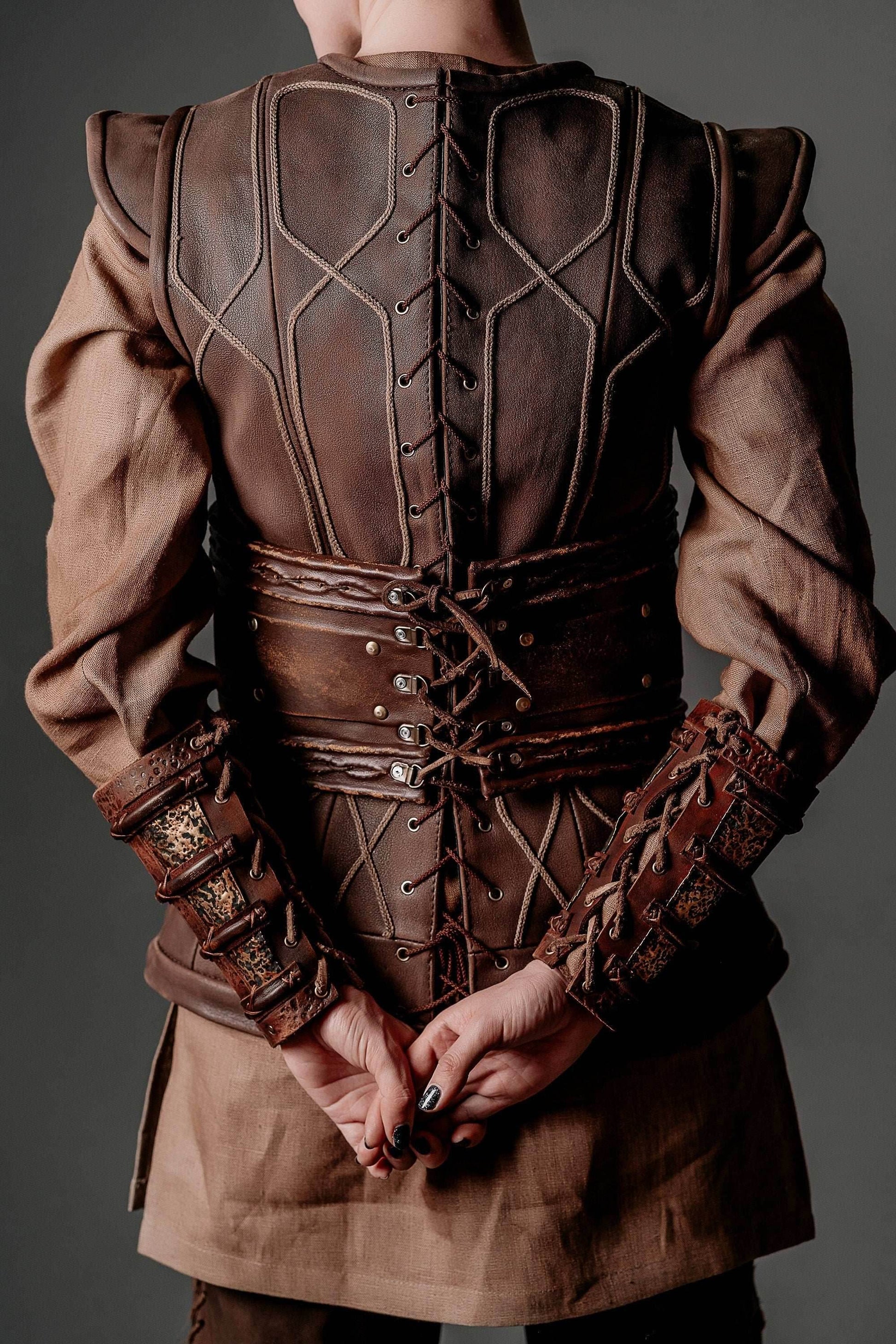 Porunn medieval leather bracers (Vikings) - for one hand