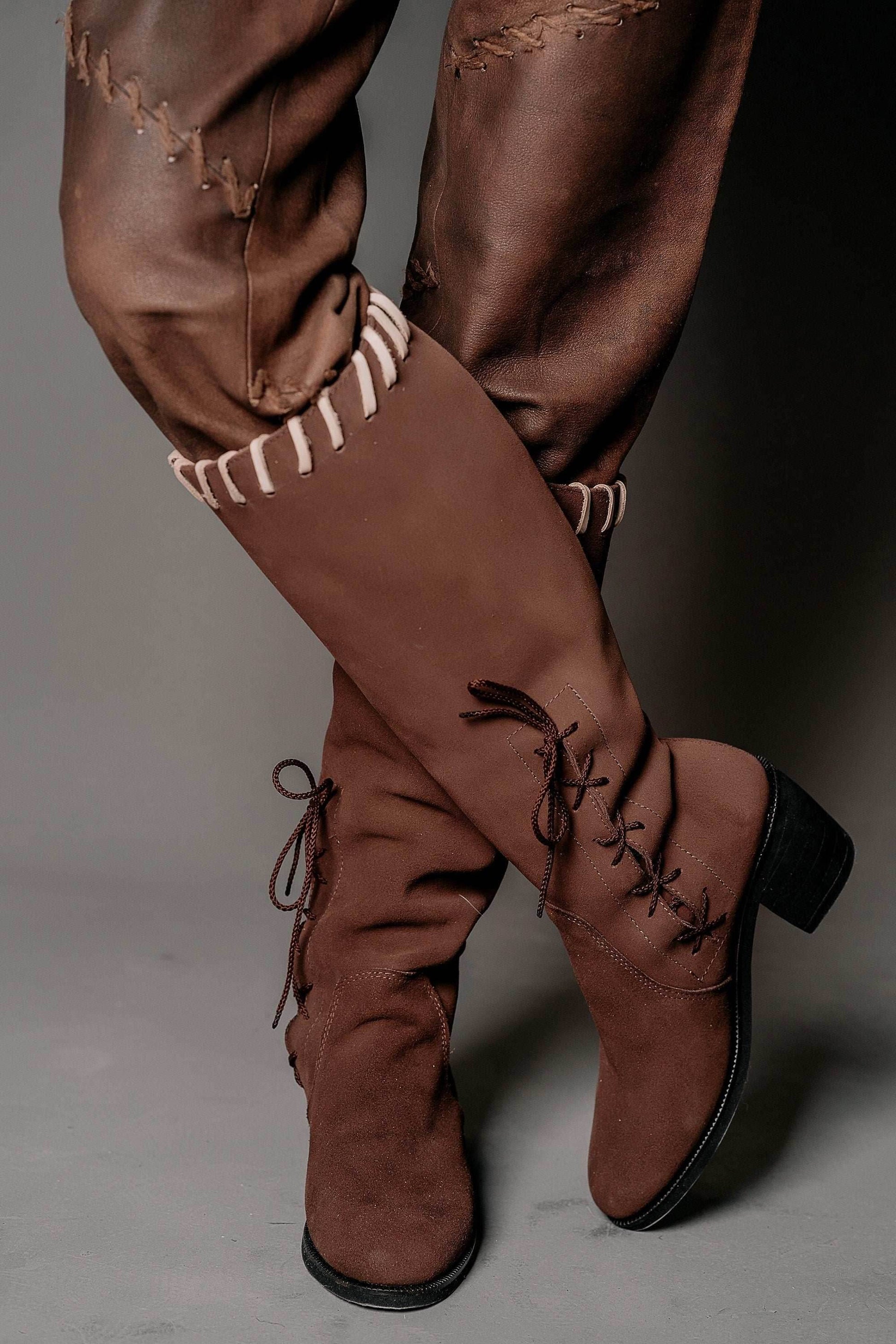 Porunn leather boots (Vikings) - Black / 5