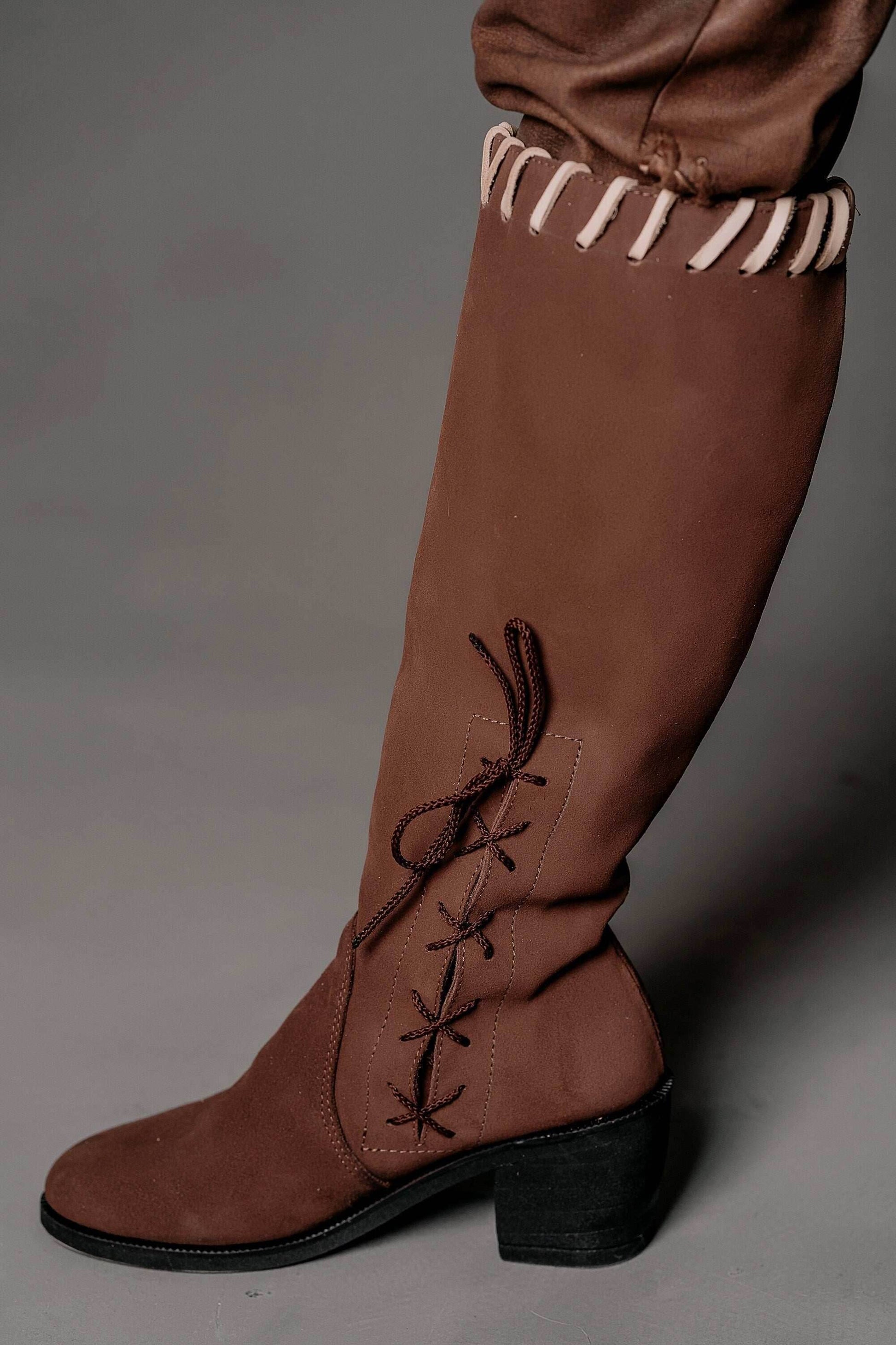 Porunn leather boots (Vikings) - Black / 5