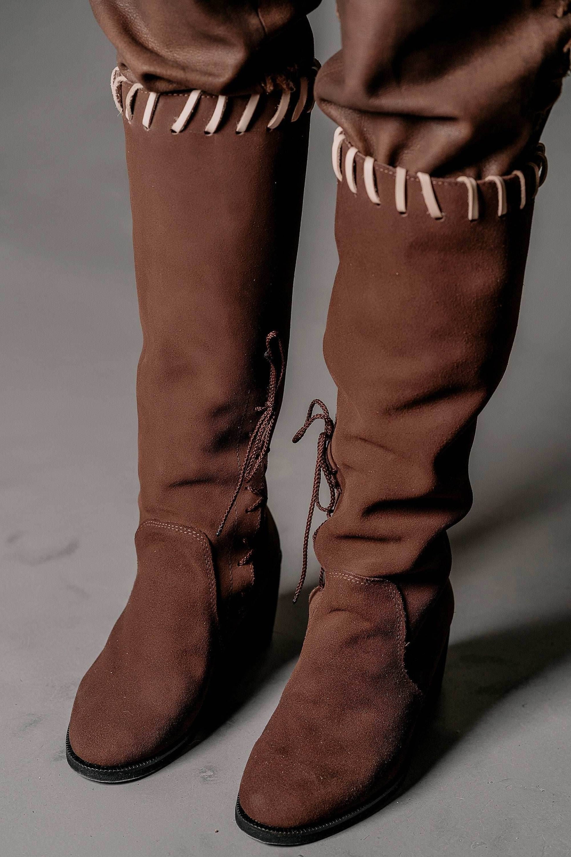 Porunn leather boots (Vikings) - Black / 5