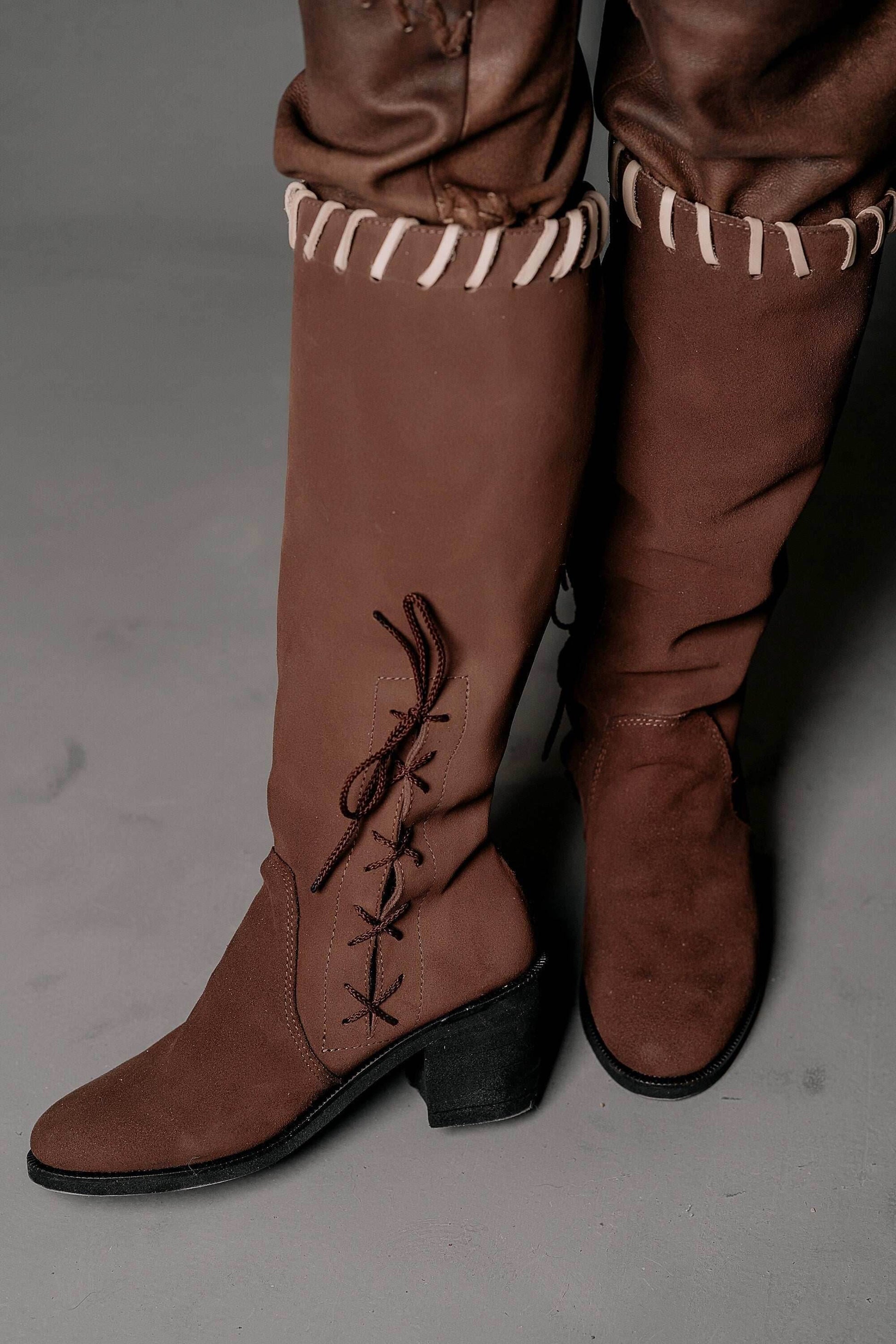 Porunn leather boots (Vikings) - Black / 5