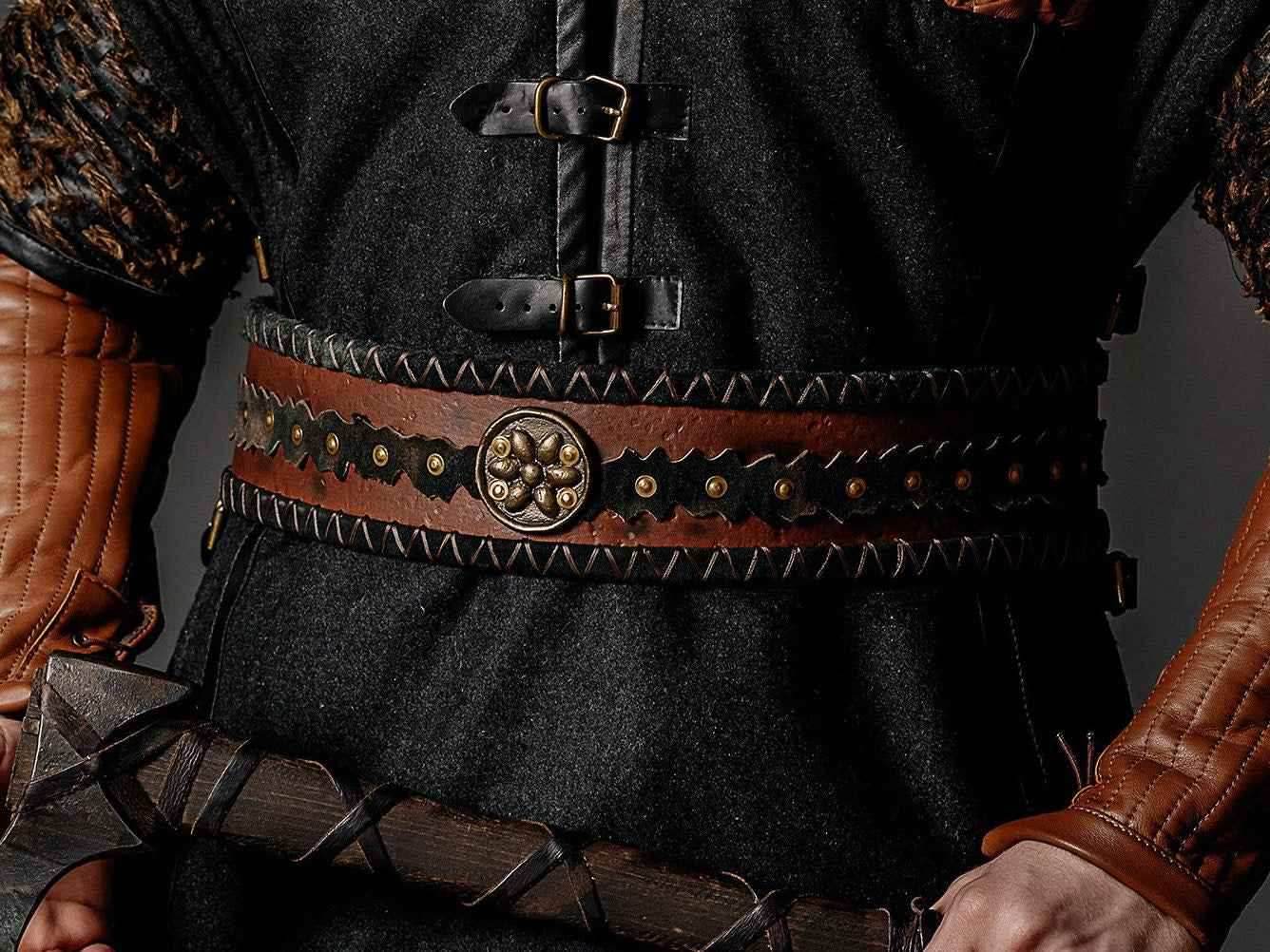 Ubbe leather wide belt - brown (like on foto)