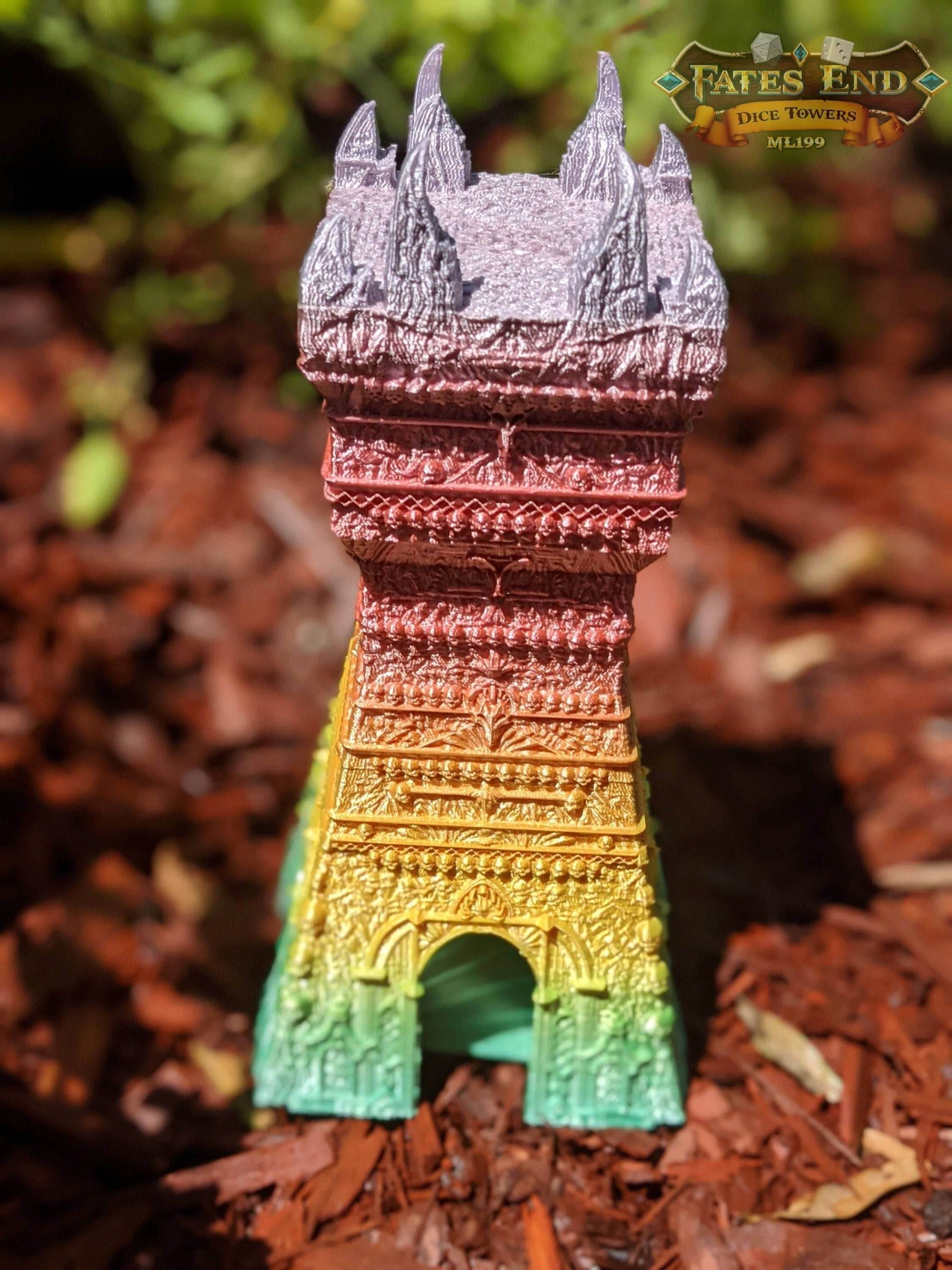 Necromancer 3D Printed Dice Tower- Fate's End Collection - Summon Rolls from the Cryptic Abyss, Commanding the Dark Arts and Undying Spirits! - Black / Yes- Include Random Dice Set