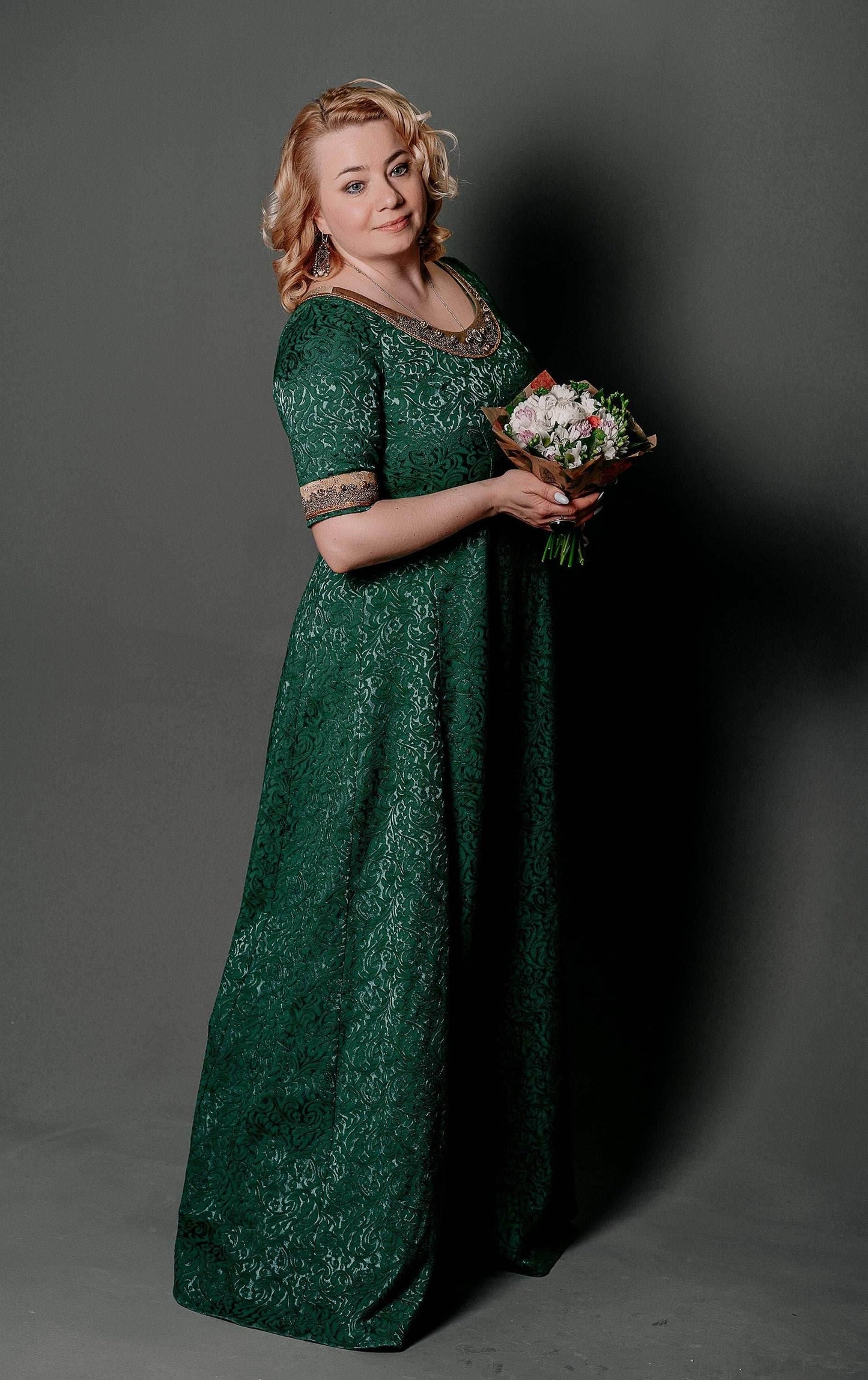 Viking green dress - S