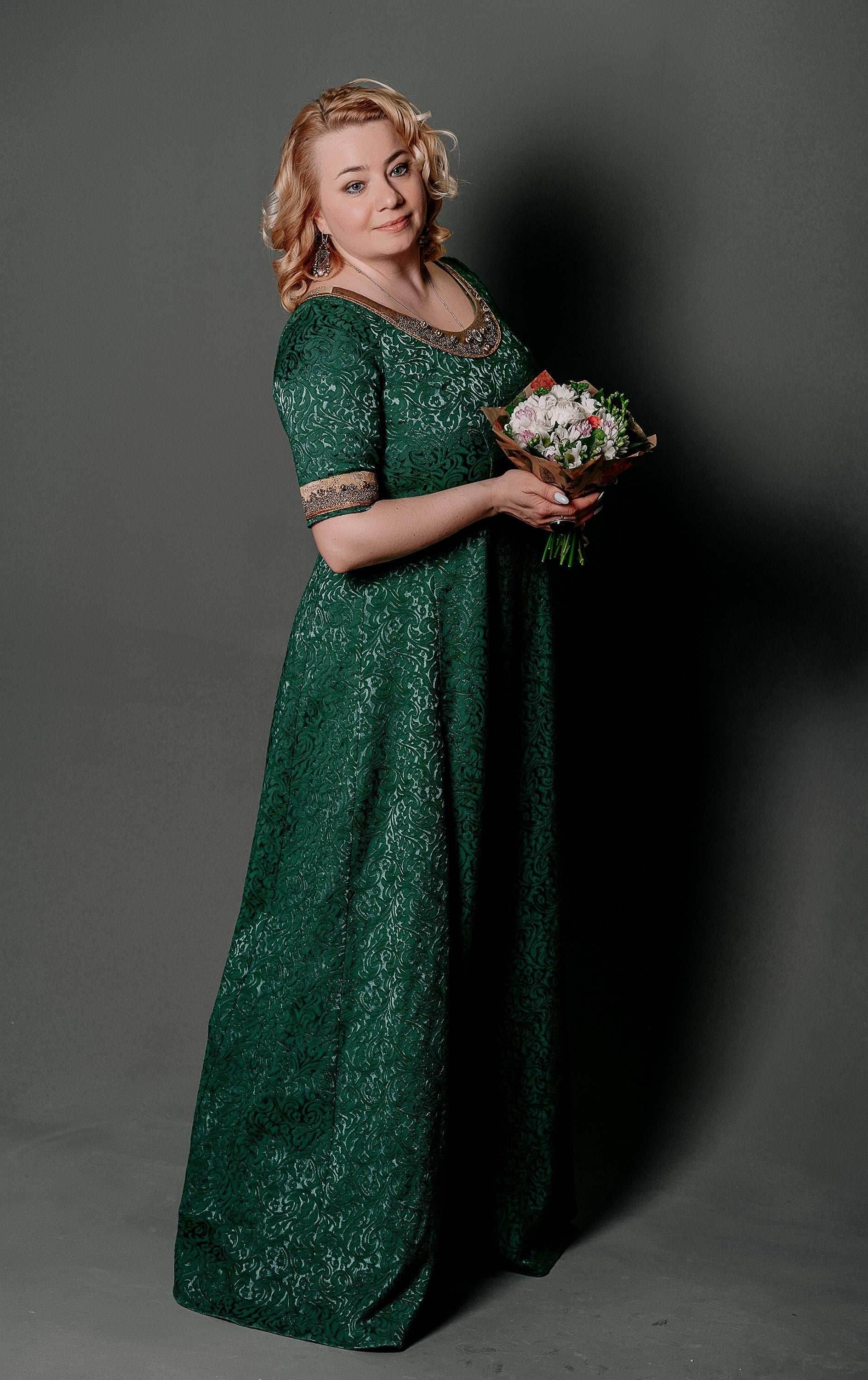 Viking green dress - S