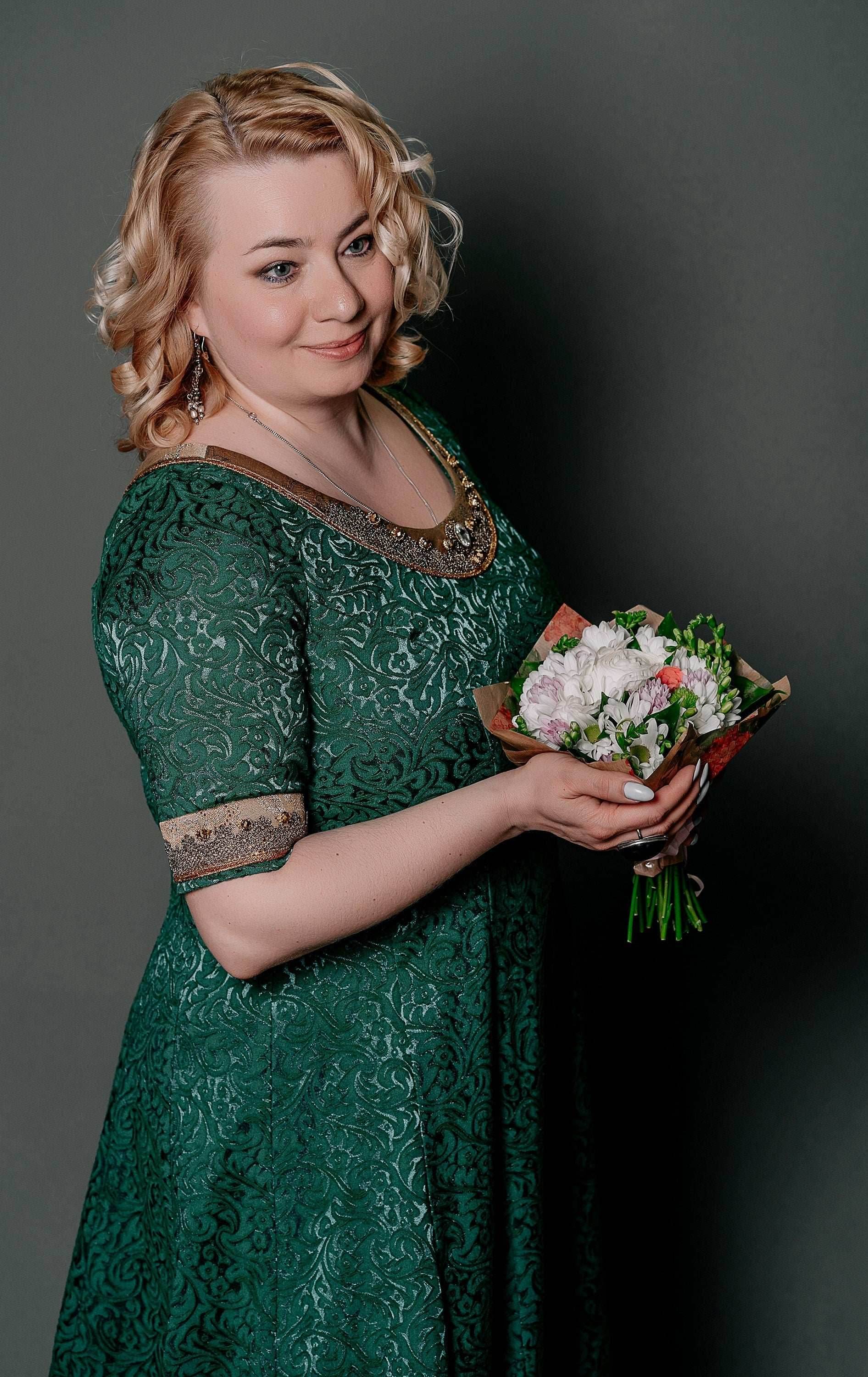 Viking green dress - S