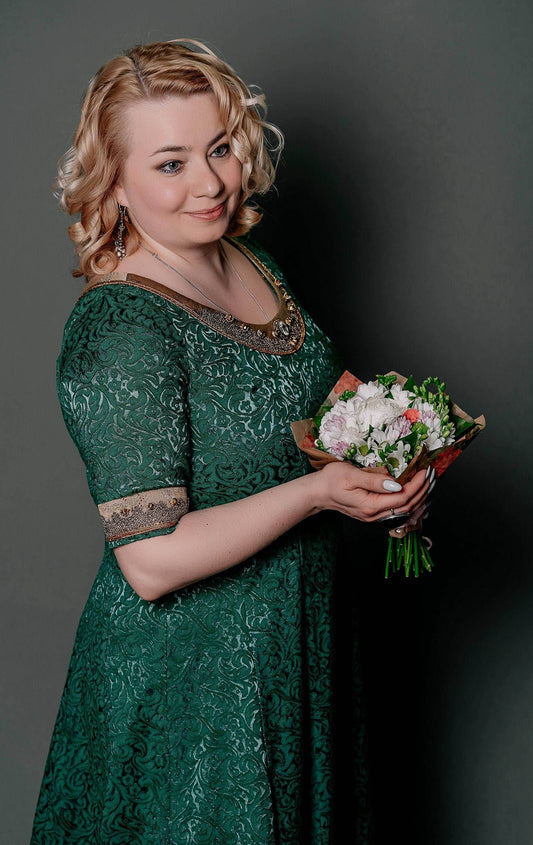 Viking green dress - S