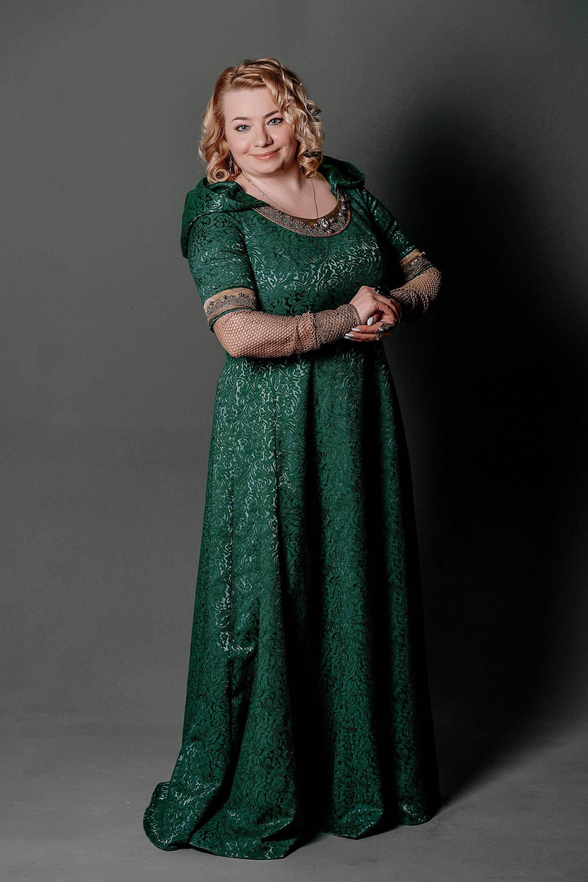 Viking green dress - S