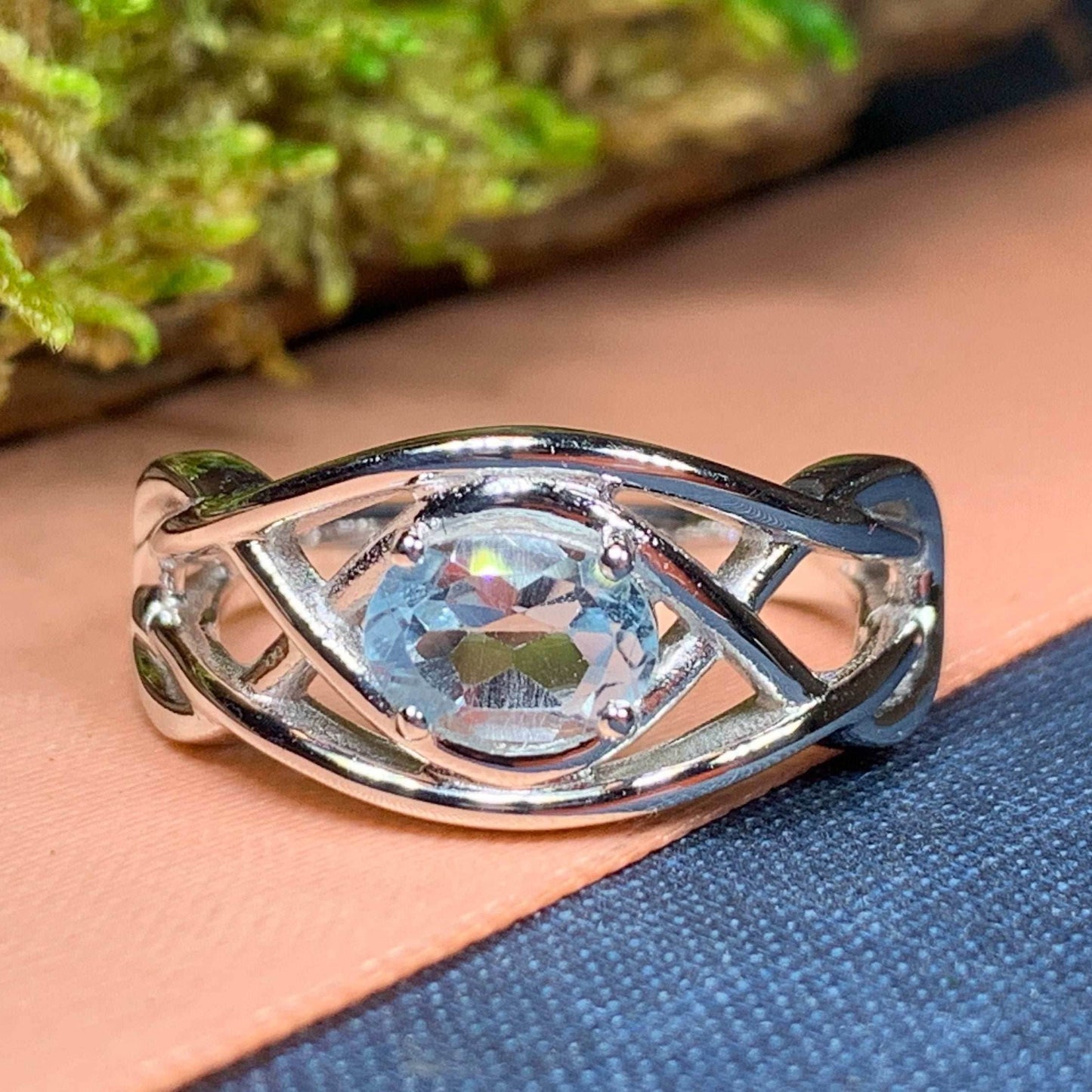 Blue Topaz Celtic Knot Ring - 6 / Blue Topaz