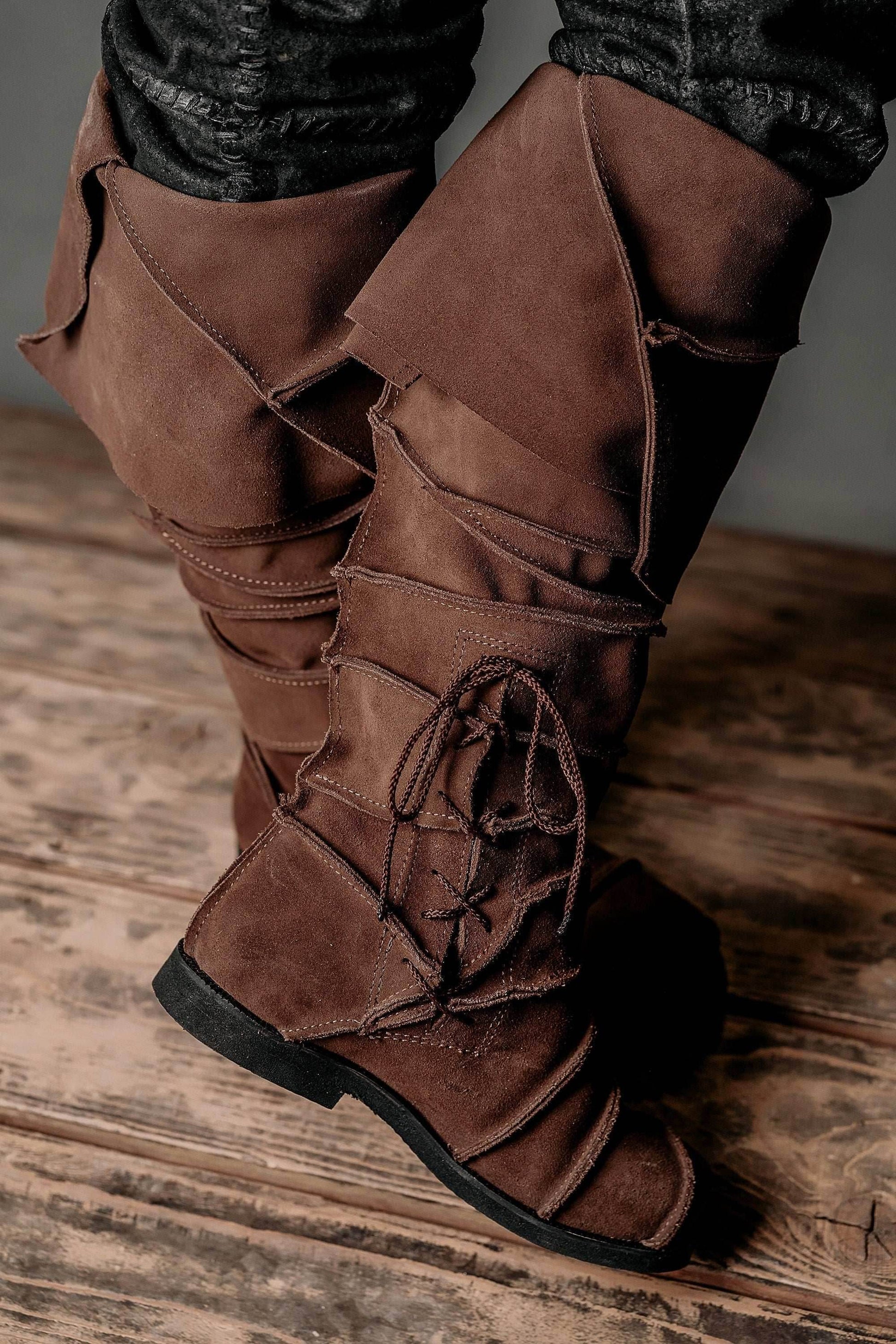 Medieval leather knee-high boots - brown (like photo) / 5