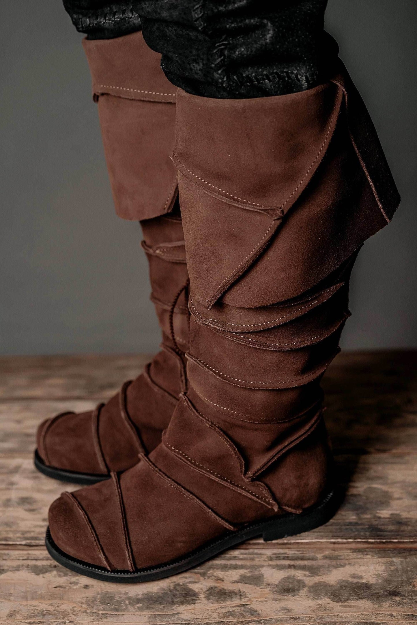Medieval leather knee-high boots - brown (like photo) / 5