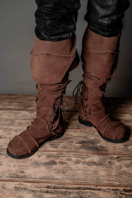 Medieval leather knee-high boots - brown (like photo) / 5