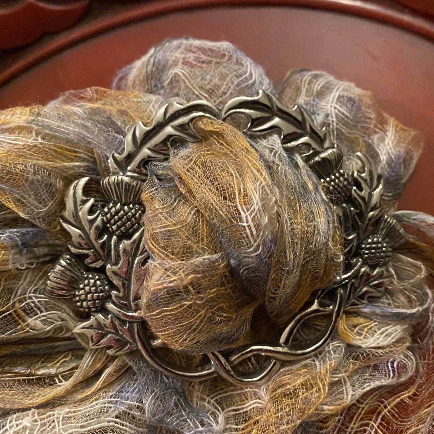 Scottish Thistle Pewter Scarf Ring - 