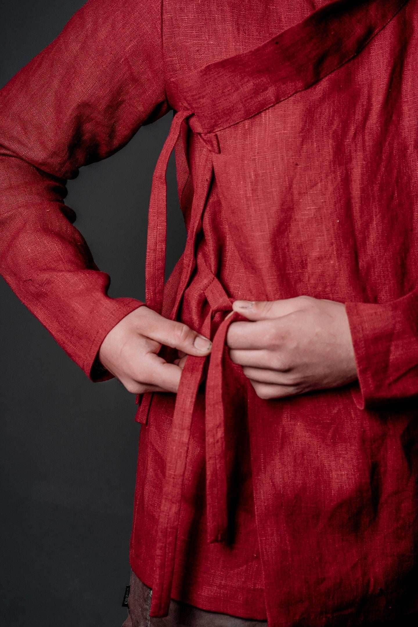 Red linen tunic - S