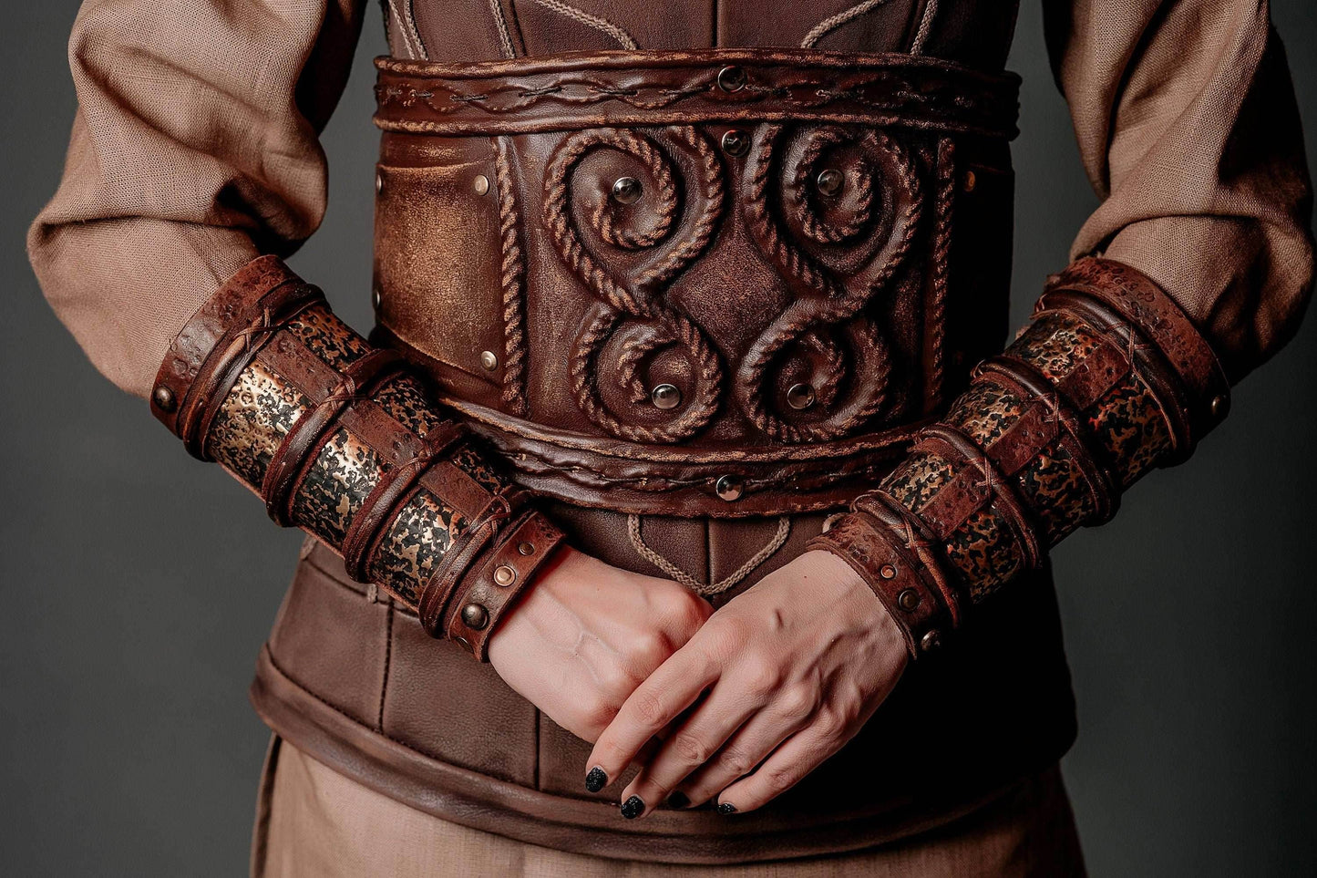 Porunn wide corset belt (Vikings) - S