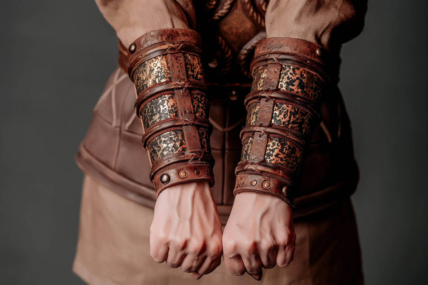 Porunn medieval leather bracers (Vikings) - for one hand