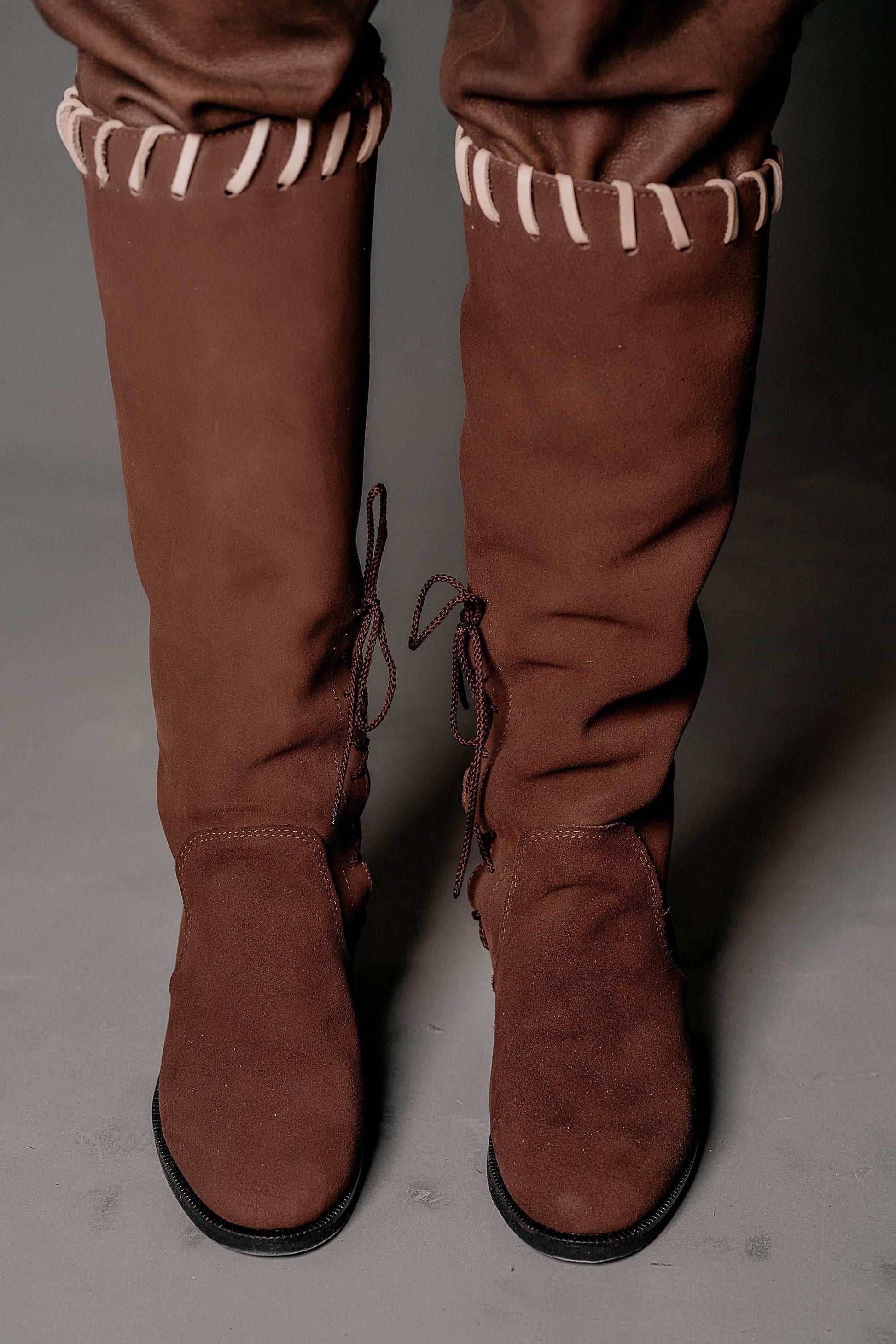 Porunn leather boots (Vikings) - Black / 5