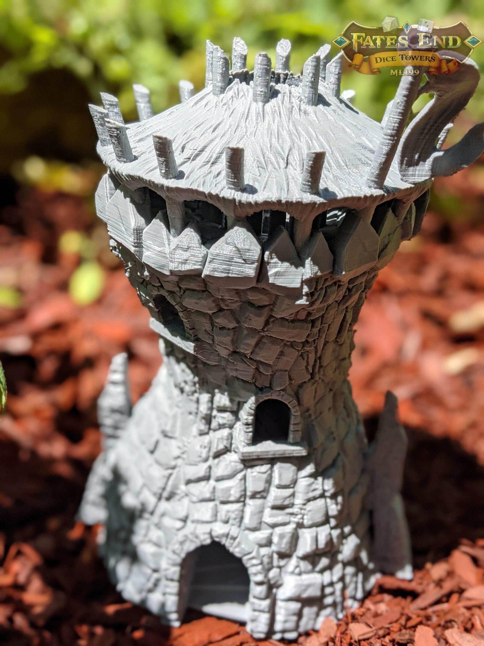 Goblin 3D Printed Dice Tower - Fate's End Collection - Tabletop RPG Gaming D20 - Embrace the Mischief with our Goblin Dice Tower! - Black / Yes- Include Random Dice Set