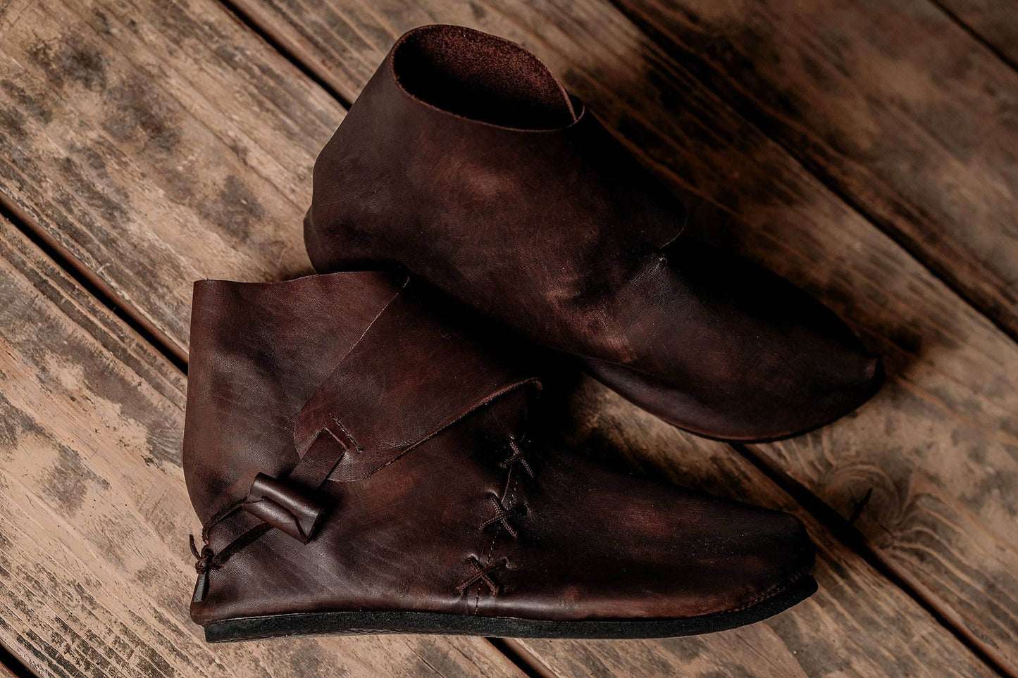 Medieval leather boots with soft sole - Brown (as on foto) / 5