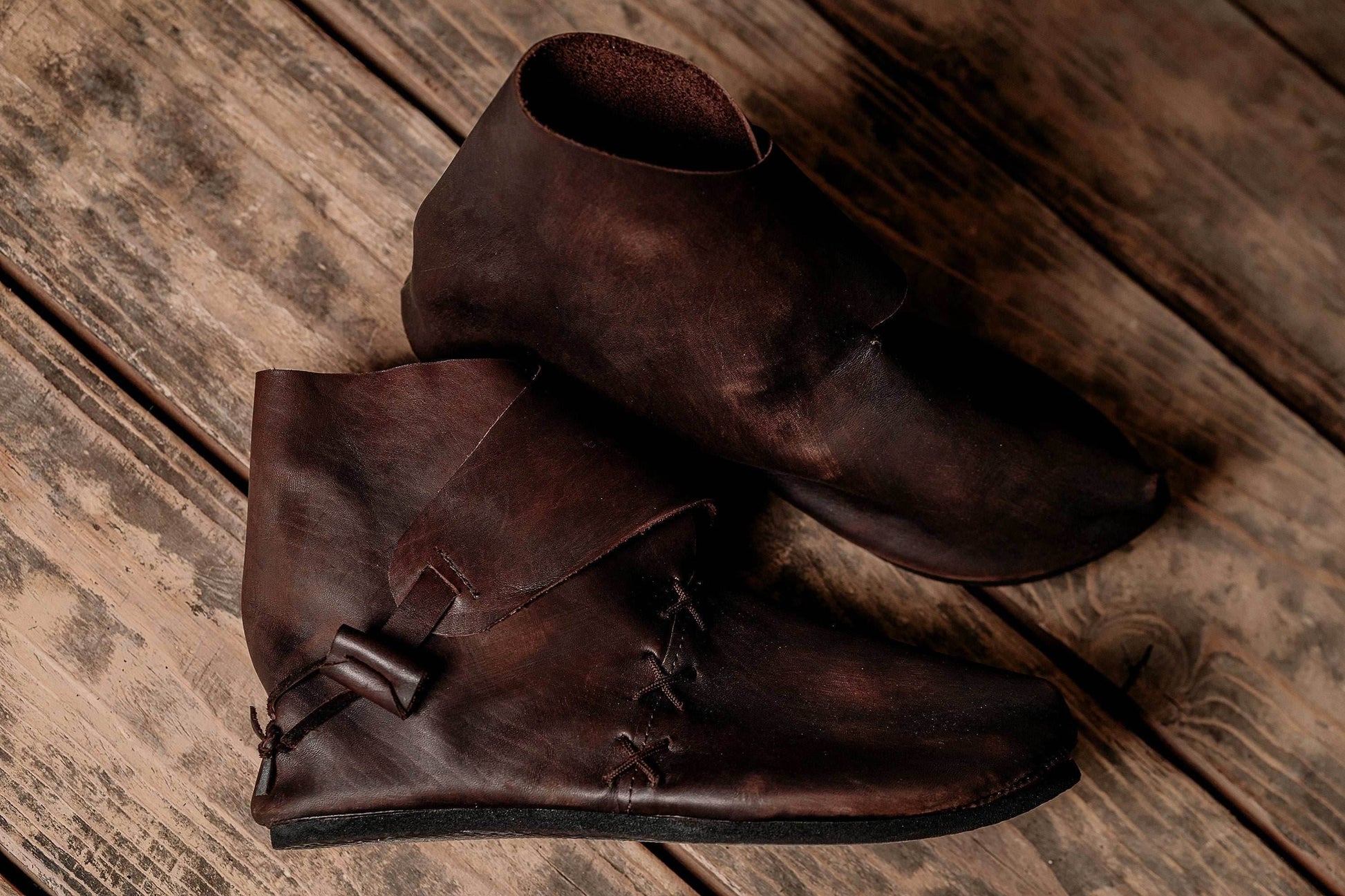 Medieval leather boots with soft sole - Brown (as on foto) / 5