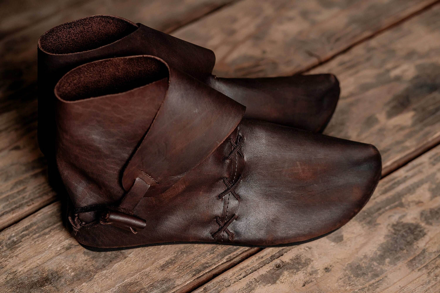 Medieval leather boots with soft sole - Brown (as on foto) / 5